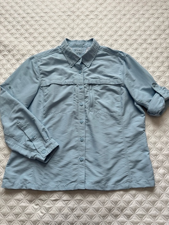 L.L. Bean Tops - L.L. Bean Light Blue Tropicwear Button-Down Long Sleeve Sun Block Shirt Sz XLP
